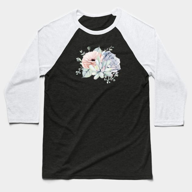 Beautiful Succulents Bouquet Baseball T-Shirt by NatureMagick